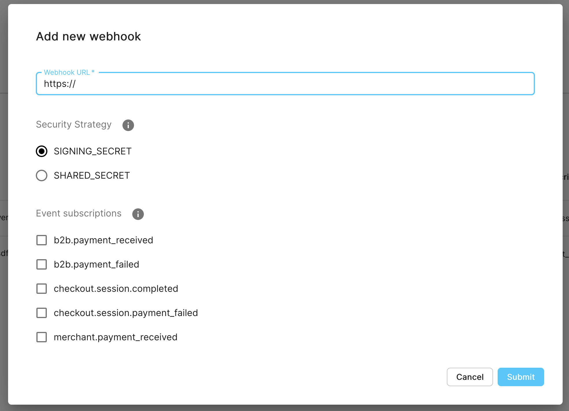 Webhook registration detail